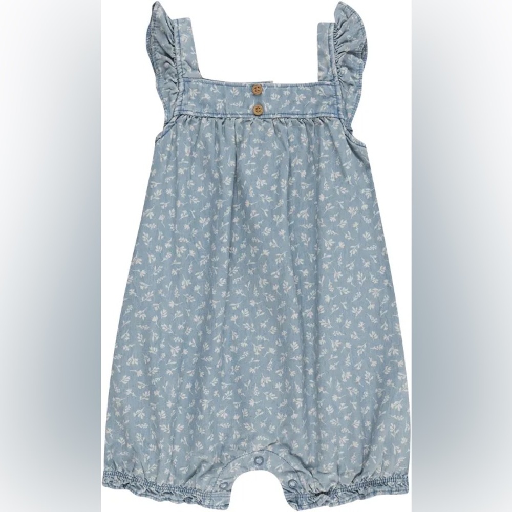 Carter's Blue Floral Chambray Romper